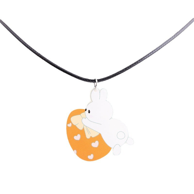 Wholesale Easter White Rabbit Basket Chick Acrylic Necklace